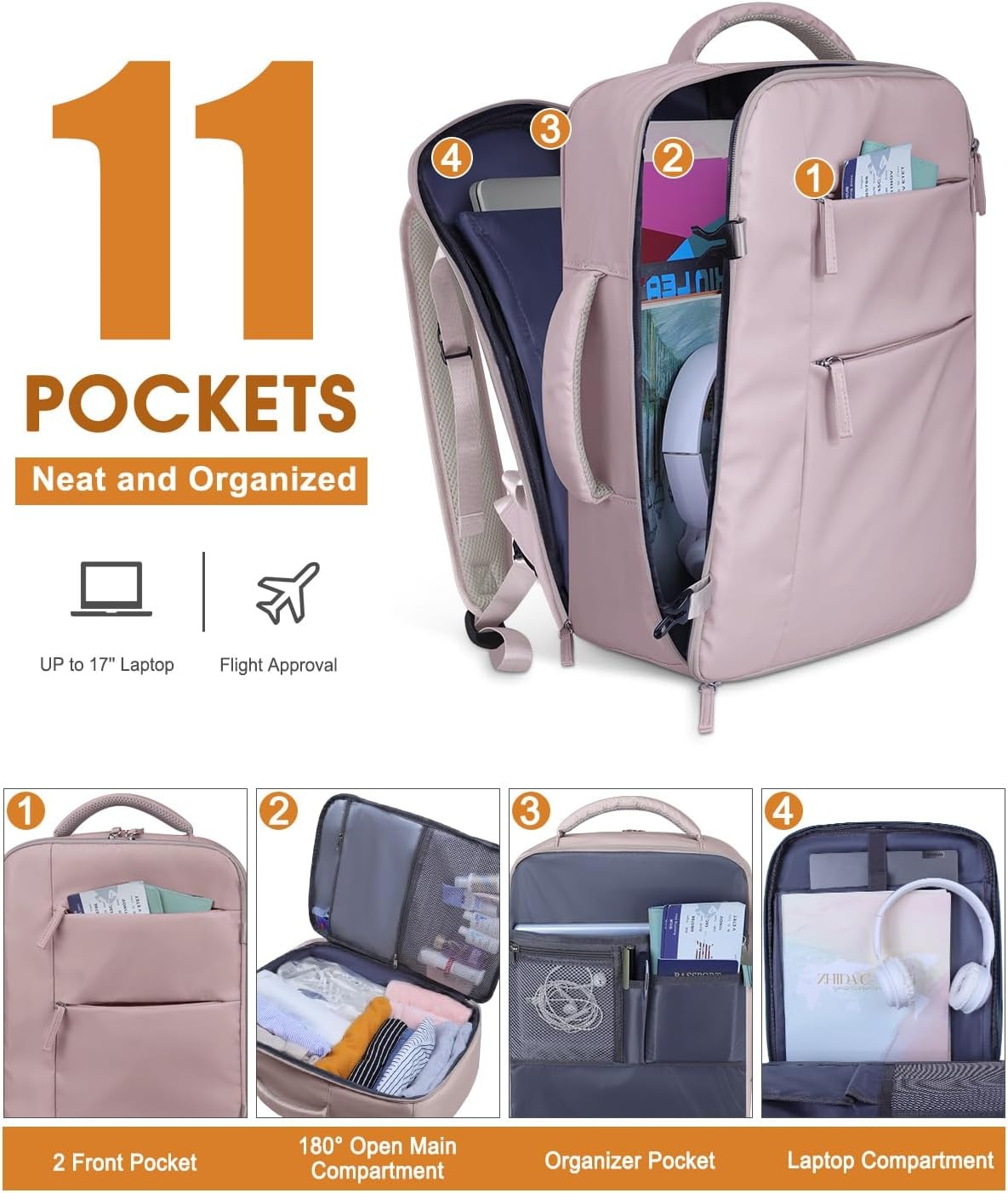 image:imageCapolo Travel Backpack for Women Men Waterproof Laptop Backpack Airlines Approved Personal Item Backpack Bag Computer Bookbag for Business Work Traveling Fits 156 Inch LaptopBlackDark Purple
