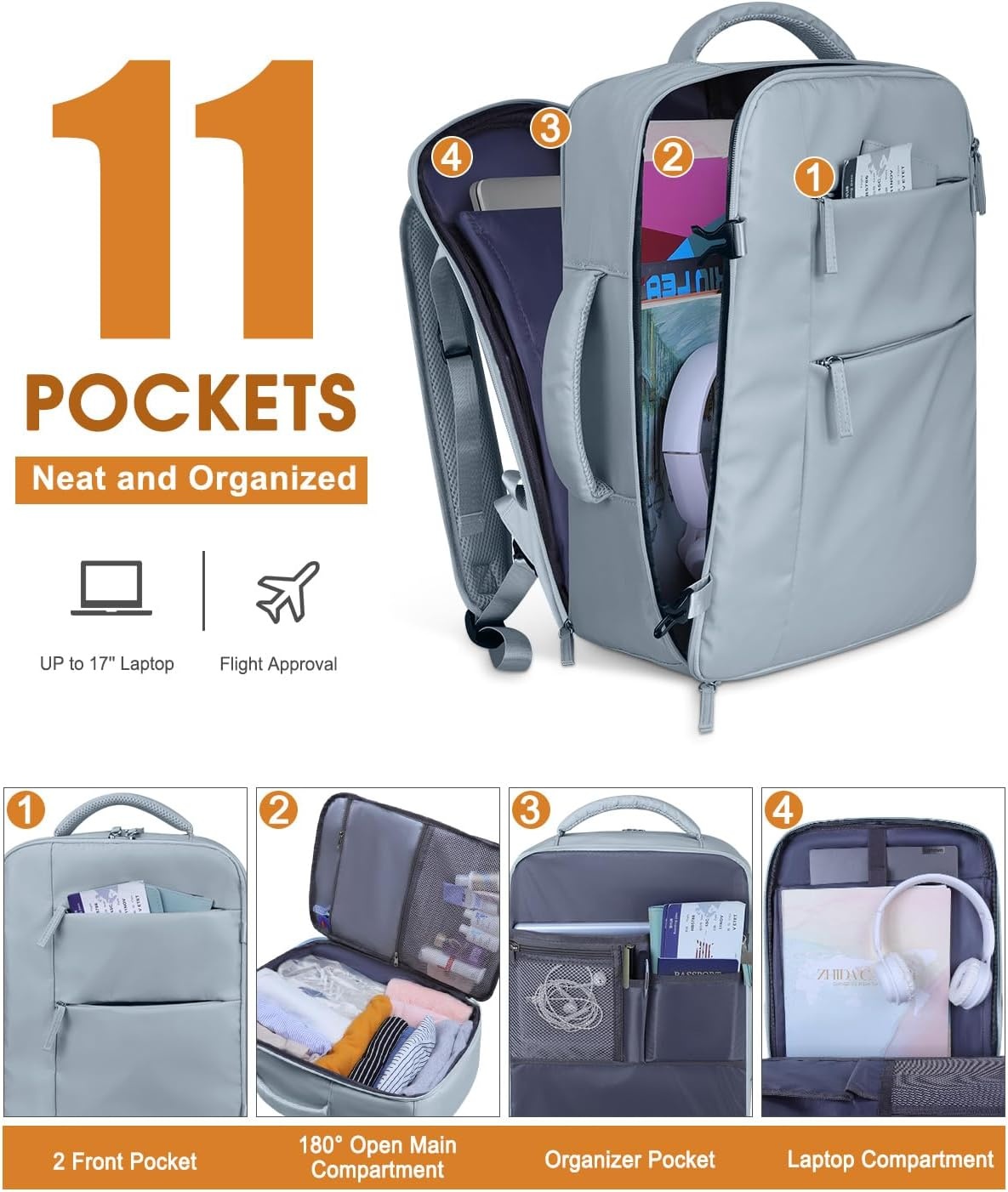 image:imageCapolo Travel Backpack for Women Men Waterproof Laptop Backpack Airlines Approved Personal Item Backpack Bag Computer Bookbag for Business Work Traveling Fits 156 Inch LaptopBlackBlue