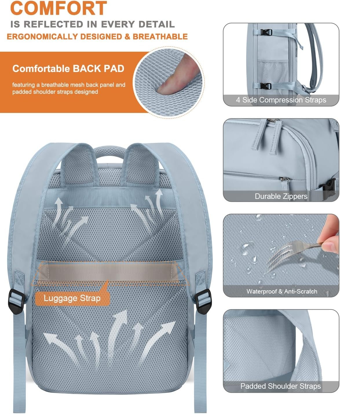 image:imageCapolo Travel Backpack for Women Men Waterproof Laptop Backpack Airlines Approved Personal Item Backpack Bag Computer Bookbag for Business Work Traveling Fits 156 Inch LaptopBlackBlue