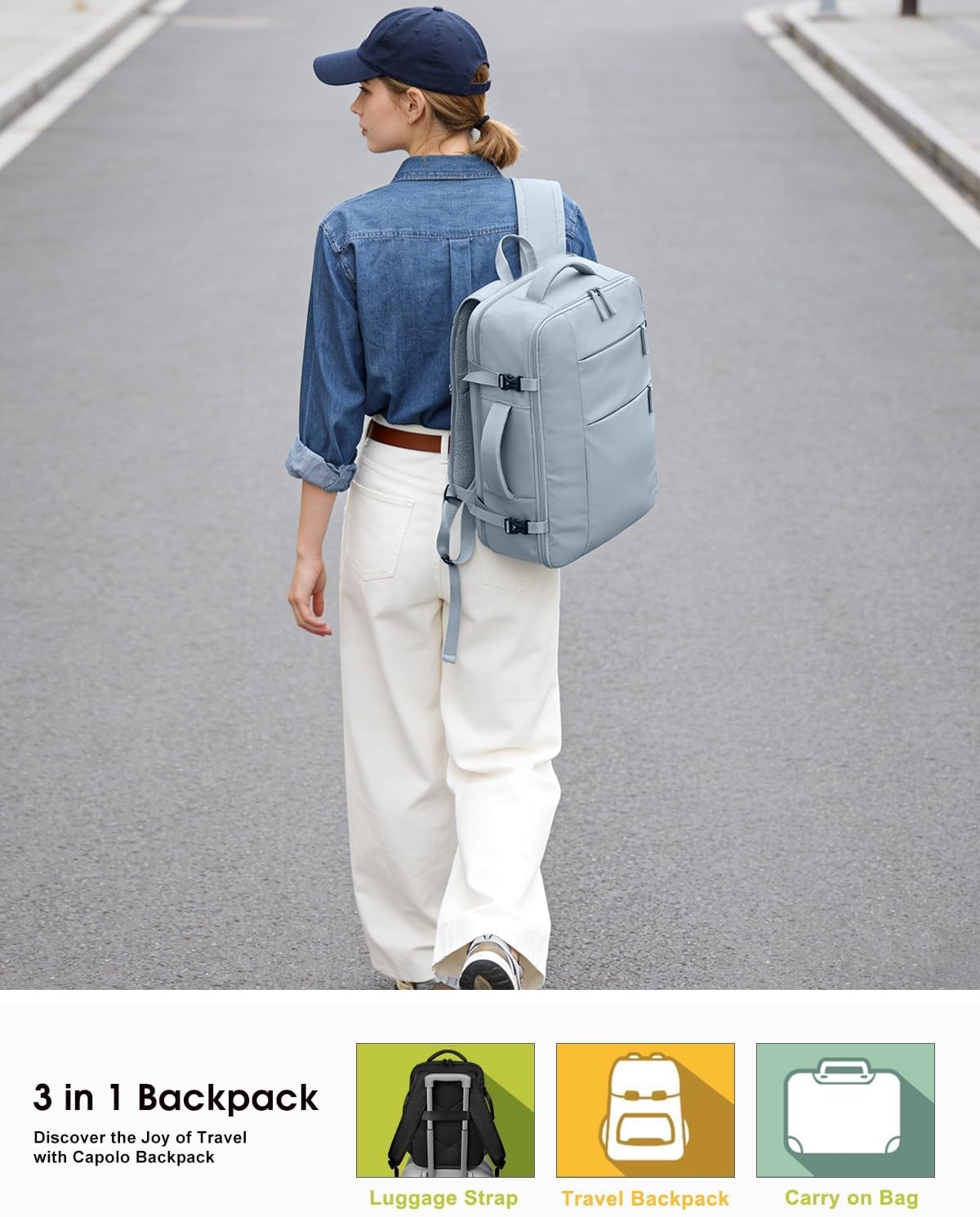 image:imageCapolo Travel Backpack for Women Men Waterproof Laptop Backpack Airlines Approved Personal Item Backpack Bag Computer Bookbag for Business Work Traveling Fits 156 Inch LaptopBlackBlue