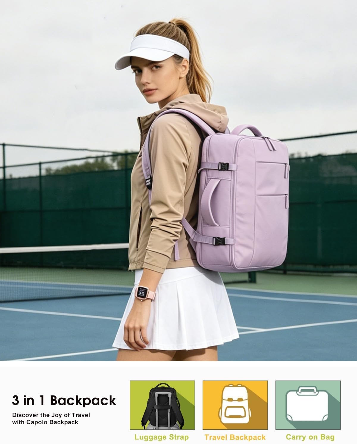 image:imageCapolo Travel Backpack for Women Men Waterproof Laptop Backpack Airlines Approved Personal Item Backpack Bag Computer Bookbag for Business Work Traveling Fits 156 Inch LaptopBlackPurple