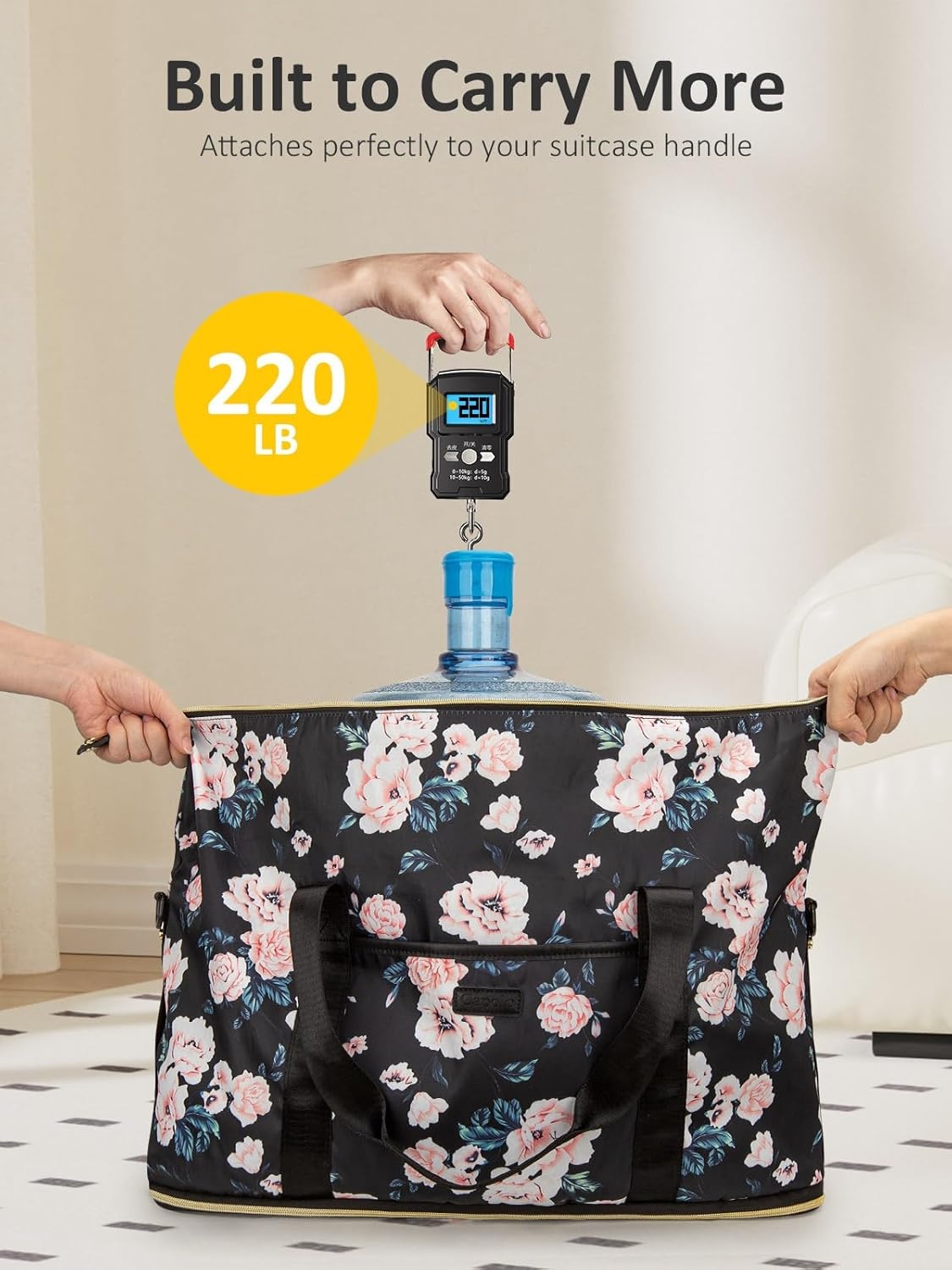 image:imageExpandable Travel Duffle Bags Weekender Overnight Bags for Women Men Hospital Bag for Women Labor Delivery with Toiletry Bag WaterproofBlack Foral