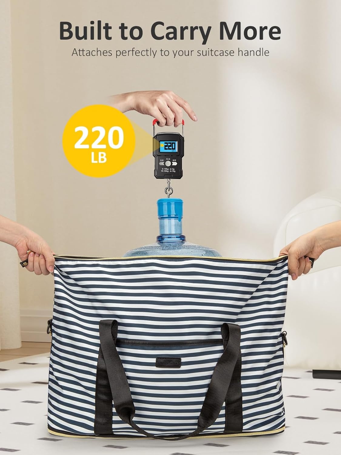 image:imageExpandable Travel Duffle Bags Weekender Overnight Bags for Women Men Hospital Bag for Women Labor Delivery with Toiletry Bag WaterproofBlue Stripe