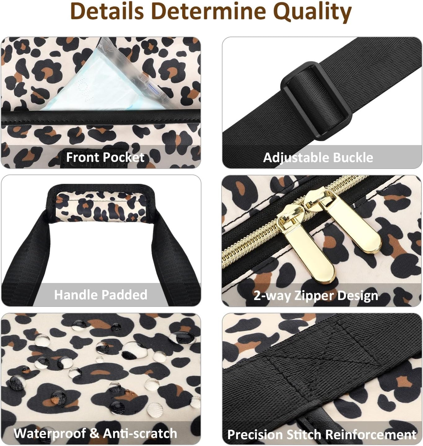 image:imageExpandable Travel Duffle Bags Weekender Overnight Bags for Women Men Hospital Bag for Women Labor Delivery with Toiletry Bag WaterproofLeopard