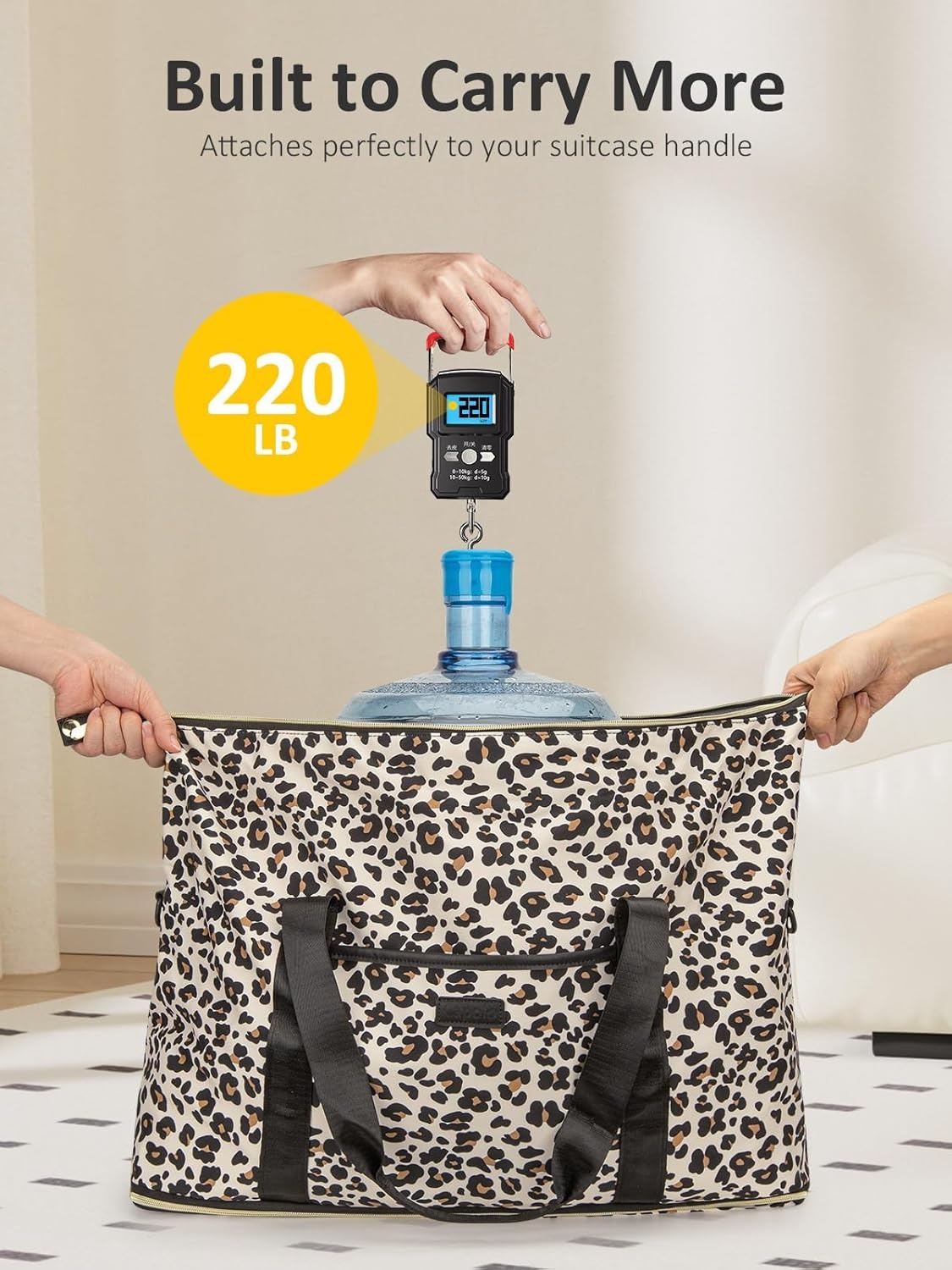 image:imageExpandable Travel Duffle Bags Weekender Overnight Bags for Women Men Hospital Bag for Women Labor Delivery with Toiletry Bag WaterproofLeopard