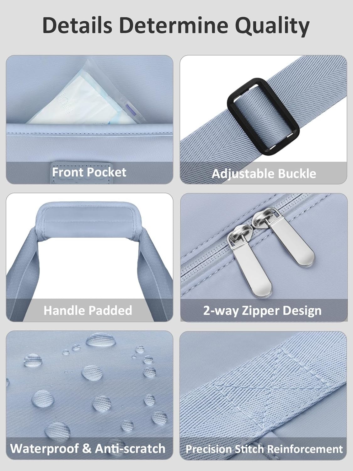 image:imageExpandable Travel Duffle Bags Weekender Overnight Bags for Women Men Hospital Bag for Women Labor Delivery with Toiletry Bag WaterproofLight Blue