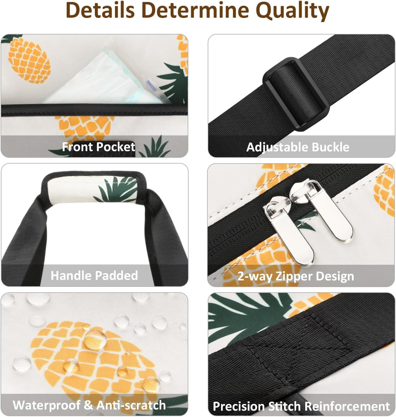 image:imageExpandable Travel Duffle Bags Weekender Overnight Bags for Women Men Hospital Bag for Women Labor Delivery with Toiletry Bag WaterproofPineapple