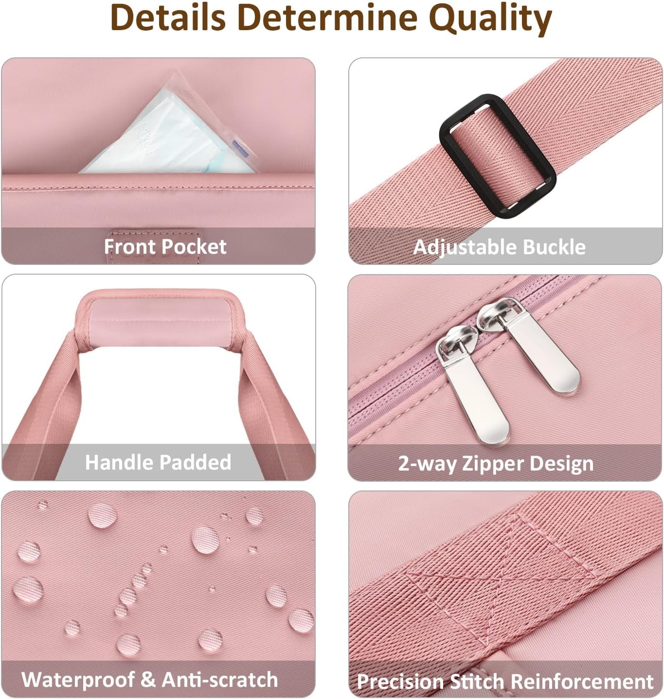 image:imageExpandable Travel Duffle Bags Weekender Overnight Bags for Women Men Hospital Bag for Women Labor Delivery with Toiletry Bag WaterproofPink