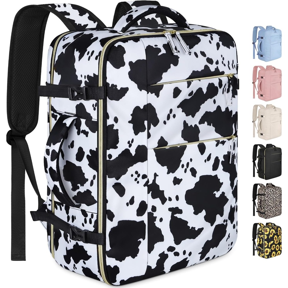 image:imageCapolo Travel Backpack for Women Men Waterproof Laptop Backpack Airlines Approved Personal Item Backpack Bag Computer Bookbag for Business Work Traveling Fits 156 Inch LaptopBlackCow Print