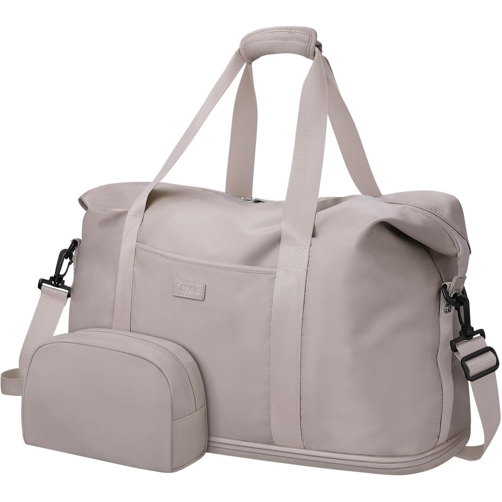 image:imageExpandable Travel Duffle Bags Weekender Overnight Bags for Women Men Hospital Bag for Women Labor Delivery with Toiletry Bag WaterproofKhaki
