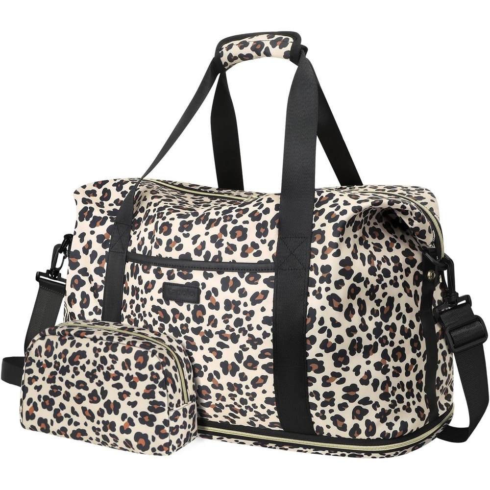 image:imageExpandable Travel Duffle Bags Weekender Overnight Bags for Women Men Hospital Bag for Women Labor Delivery with Toiletry Bag WaterproofLeopard