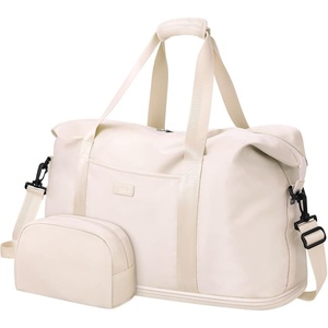 image:imageExpandable Travel Duffle Bags Weekender Overnight Bags for Women Men Hospital Bag for Women Labor Delivery with Toiletry Bag WaterproofBeige