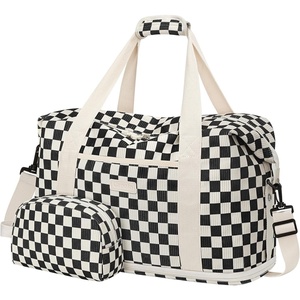 image:imageExpandable Travel Duffle Bags Weekender Overnight Bags for Women Men Hospital Bag for Women Labor Delivery with Toiletry Bag WaterproofCorduroy Checkered Black
