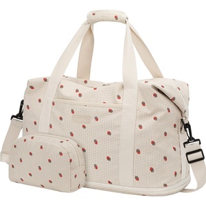 image:imageExpandable Travel Duffle Bags Weekender Overnight Bags for Women Men Hospital Bag for Women Labor Delivery with Toiletry Bag WaterproofCorduroy Strawberry