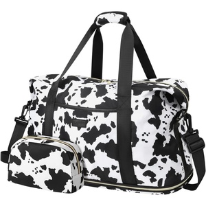 image:imageExpandable Travel Duffle Bags Weekender Overnight Bags for Women Men Hospital Bag for Women Labor Delivery with Toiletry Bag WaterproofCow Print