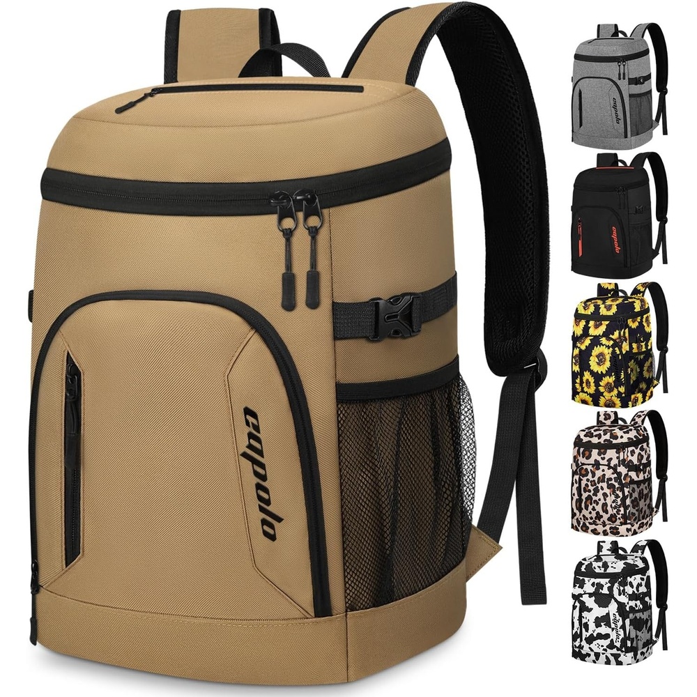 image:imageCapolo Cooler Backpack for Men Women Insulated Backpack Cooler Leak Proof Thermal Bag Beverage Soft Cooler Bag Lunch Backpack for Camping 3045 CansKhaki