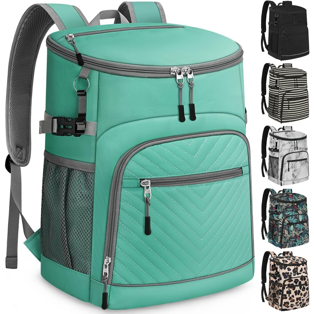image:imageCooler Backpack Insulated Leakproof Waterproof Backpack Cooler Bag 3045 Cans Large Capacity Lightweight Travel Camping Beach Backpack Cooler Ice Chest for Men and Womenleather blue