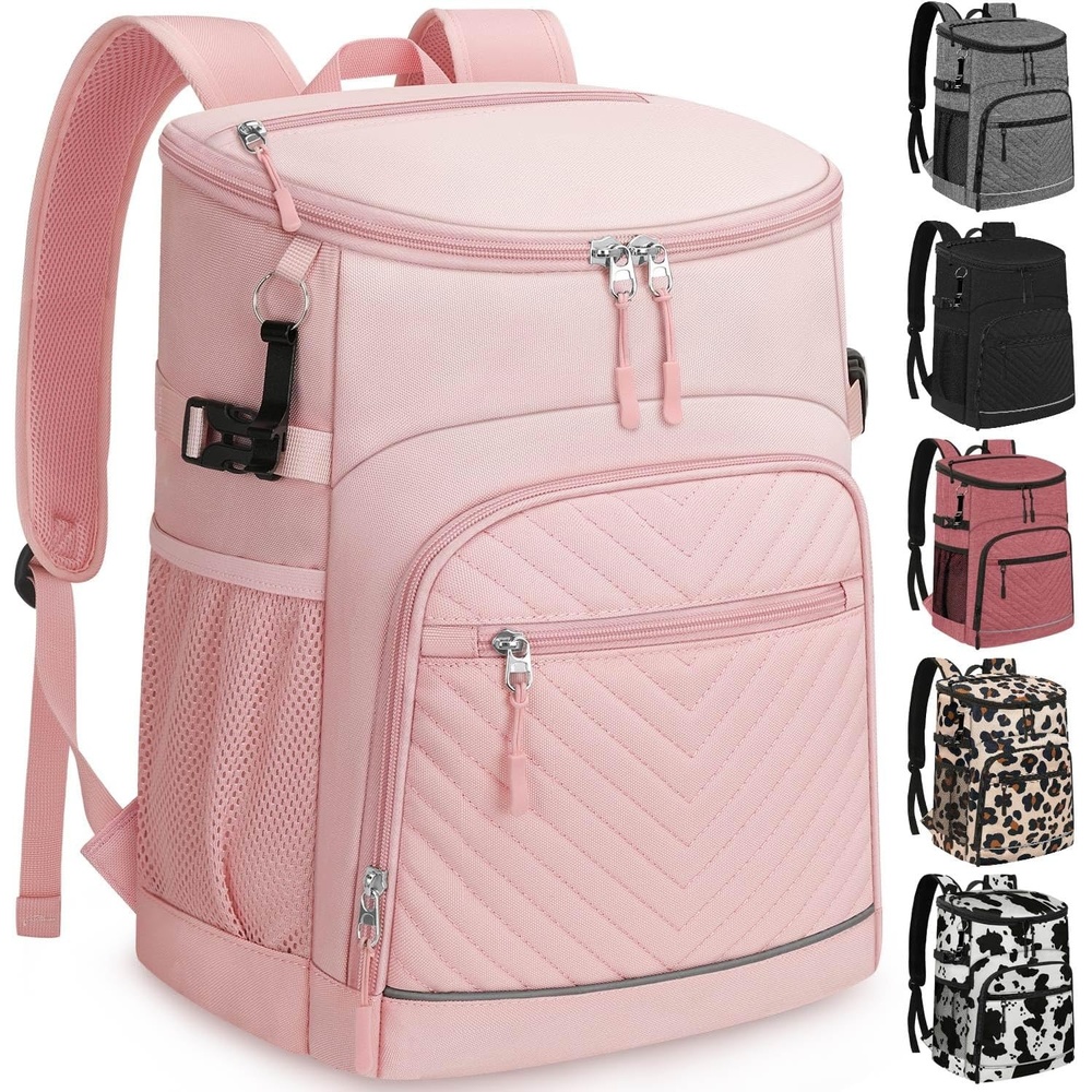 image:imageCooler Backpack Insulated Leakproof Waterproof Backpack Cooler Bag 3045 Cans Large Capacity Lightweight Travel Camping Beach Backpack Cooler Ice Chest for Men and Womenlight pink
