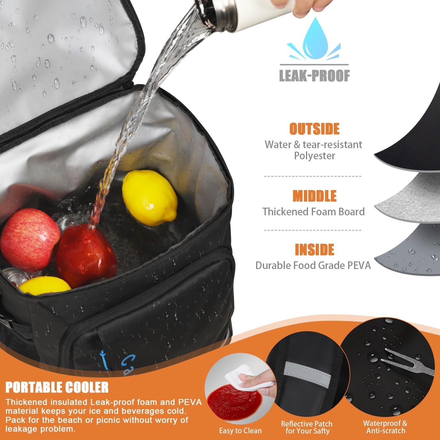 image:imageCapolo Cooler Backpack Insulated Leak Proof 36 Cans Soft Camping Bacpack Cooler Thermal Bag Ice Chest Portable Waterproof Travel Cooler for Lunch Beach Picnic Shopping