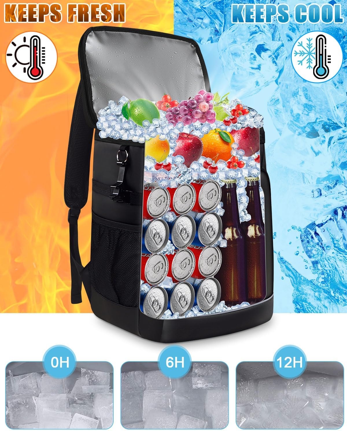 image:imageCapolo Cooler Backpack Insulated Leak Proof 36 Cans Soft Camping Bacpack Cooler Thermal Bag Ice Chest Portable Waterproof Travel Cooler for Lunch Beach Picnic Shopping