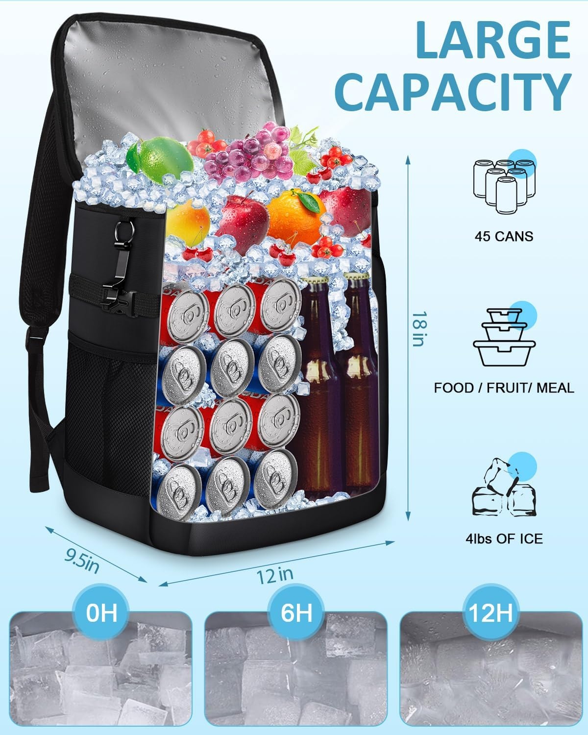 image:imageCapolo Cooler Backpack Insulated Leak Proof 3645 Cans Soft Camping Bacpack Cooler Thermal Bag Ice Chest Portable Waterproof Travel Cooler Bag for Lunch Beach Picnic ShoppingLeather black