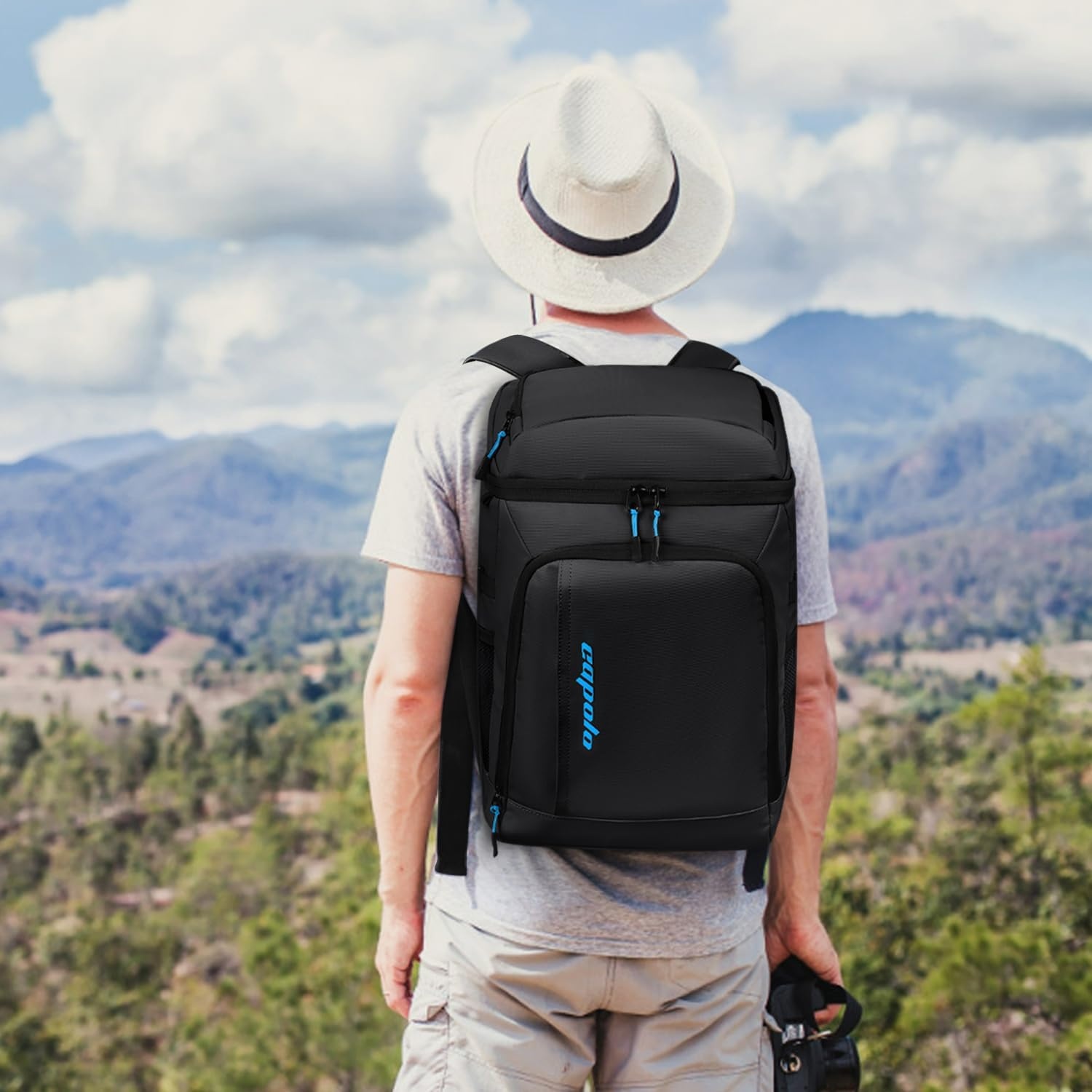 image:imageCapolo Cooler Backpack Insulated Leak Proof 3645 Cans Soft Camping Bacpack Cooler Thermal Bag Ice Chest Portable Waterproof Travel Cooler Bag for Lunch Beach Picnic ShoppingLeather black
