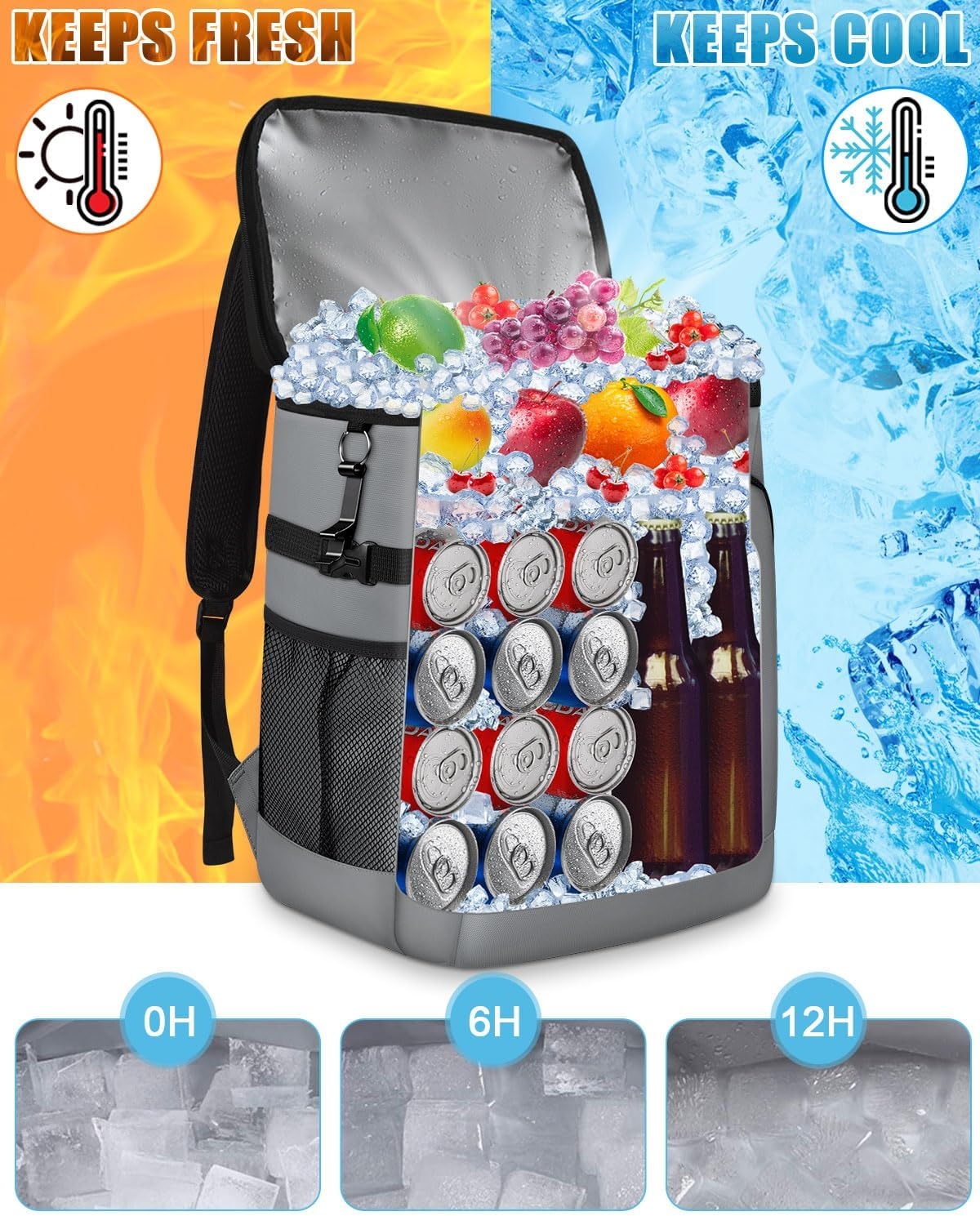 image:imageCapolo Cooler Backpack Insulated Leak Proof 3645 Cans Soft Camping Bacpack Cooler Thermal Bag Ice Chest Portable Waterproof Travel Cooler Bag for Lunch Beach Picnic ShoppingLeather gray