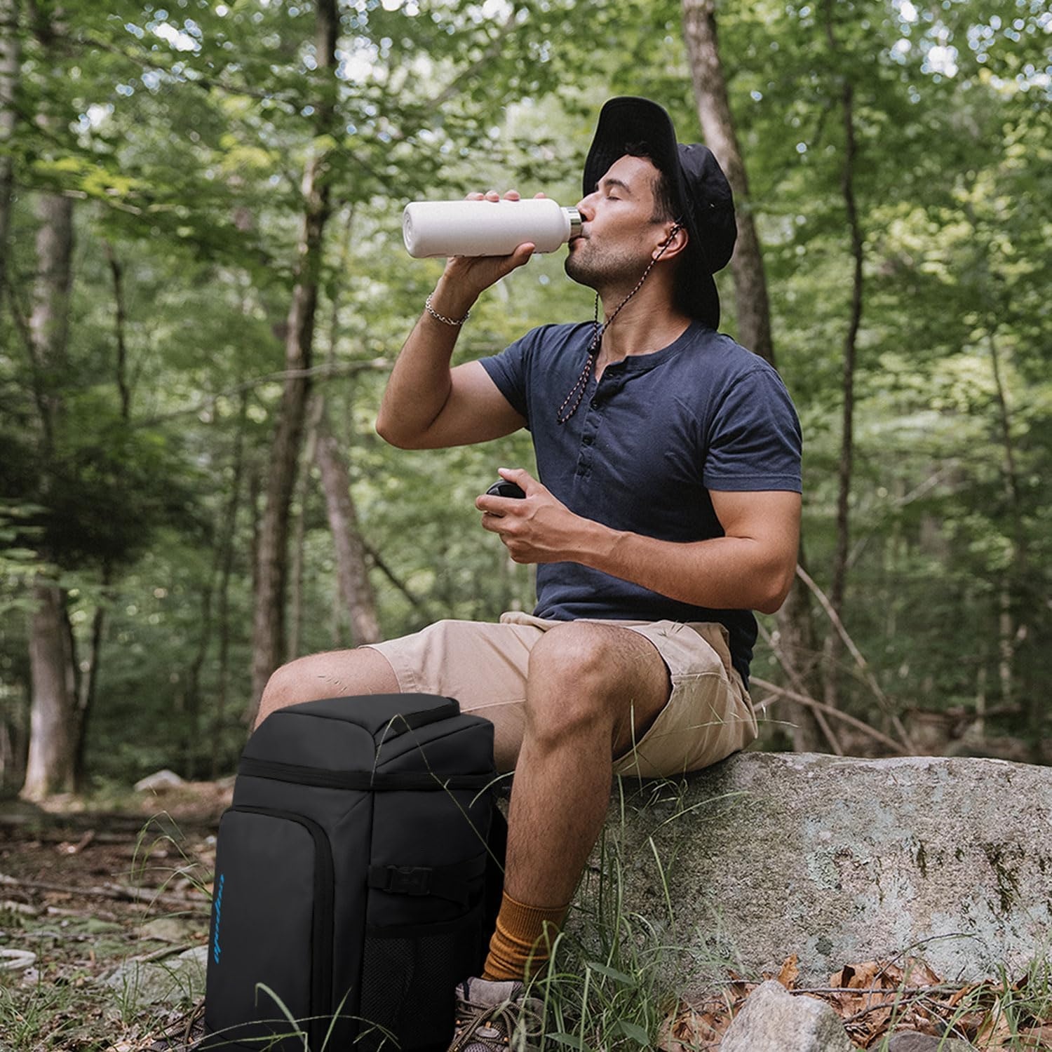 image:imageCapolo Cooler Backpack Insulated Leak Proof 3645 Cans Soft Camping Bacpack Cooler Thermal Bag Ice Chest Portable Waterproof Travel Cooler Bag for Lunch Beach Picnic ShoppingLeather black