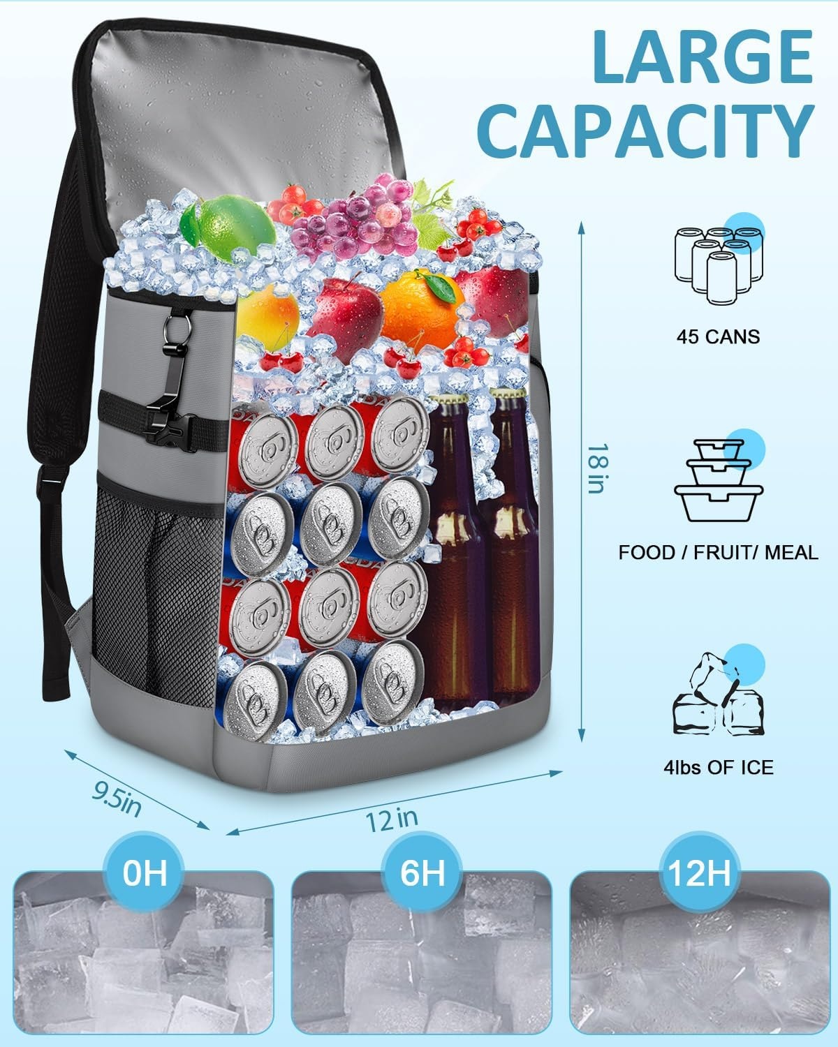 image:imageCapolo Cooler Backpack Insulated Leak Proof 3645 Cans Soft Camping Bacpack Cooler Thermal Bag Ice Chest Portable Waterproof Travel Cooler Bag for Lunch Beach Picnic ShoppingLeather gray