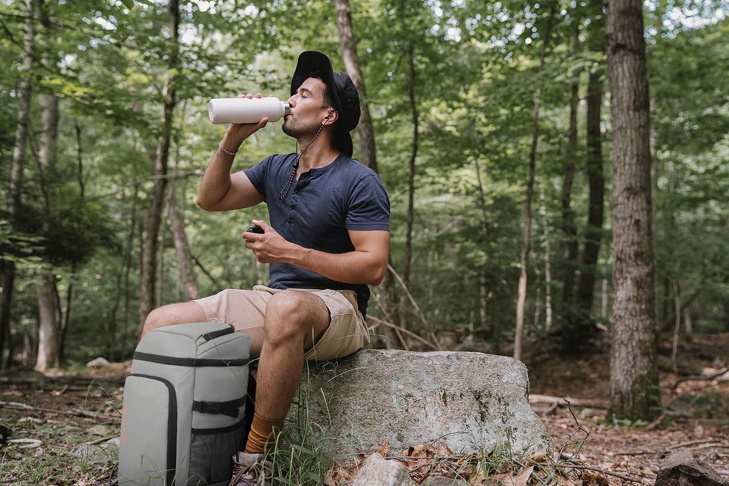 image:imageCapolo Cooler Backpack Insulated Leak Proof 3645 Cans Soft Camping Bacpack Cooler Thermal Bag Ice Chest Portable Waterproof Travel Cooler Bag for Lunch Beach Picnic ShoppingLeather gray