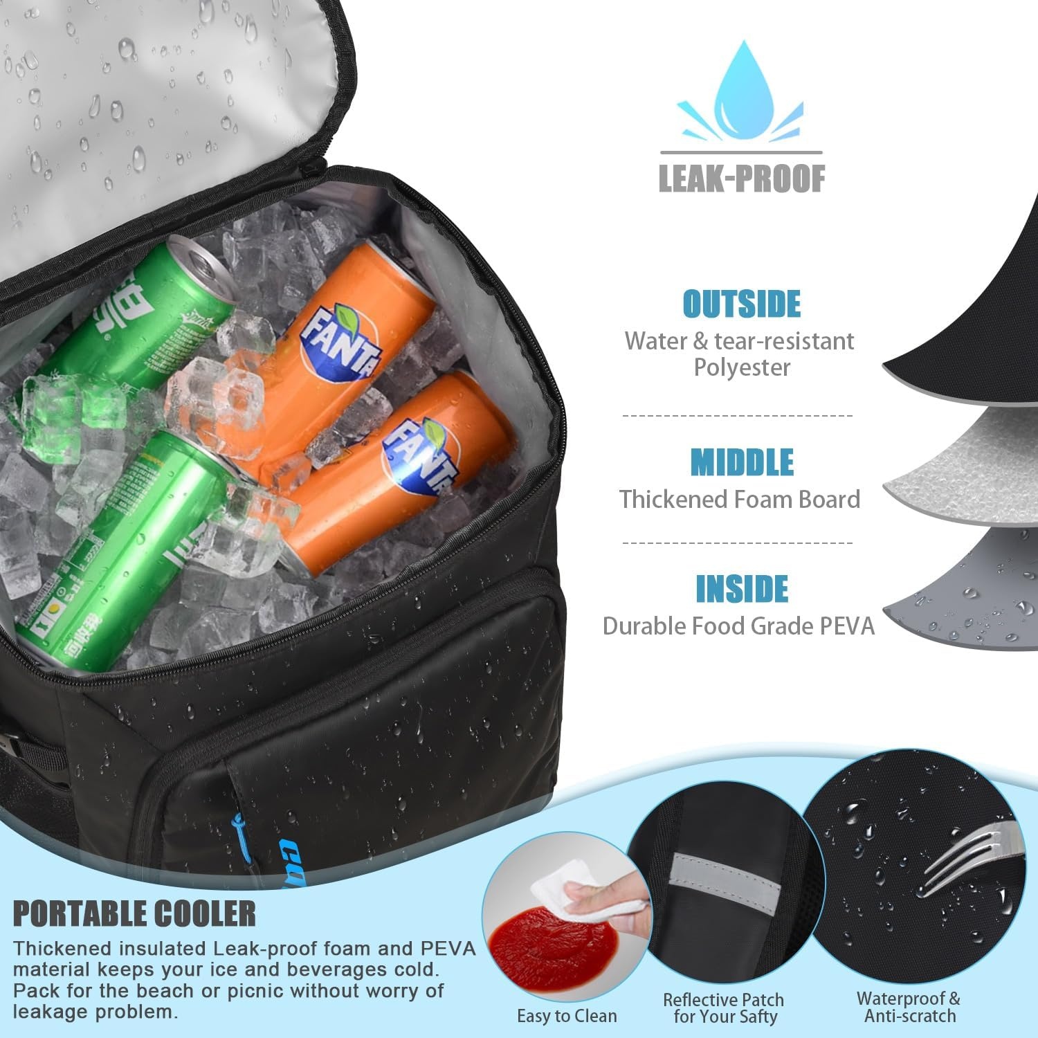 image:imageCapolo Cooler Backpack Insulated Leak Proof 3645 Cans Soft Camping Bacpack Cooler Thermal Bag Ice Chest Portable Waterproof Travel Cooler Bag for Lunch Beach Picnic ShoppingLeather black