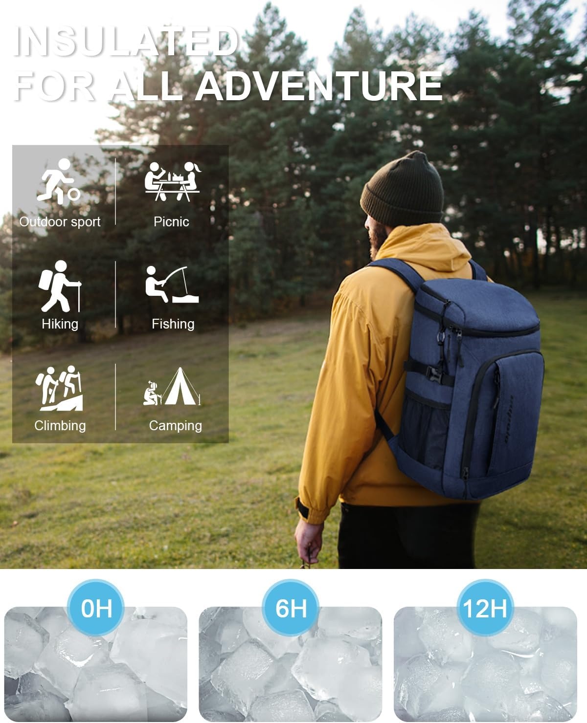 image:imageCapolo Cooler Backpack Insulated Waterproof for Women Men3645 Cans Lunch Backpack Coolers Leak Proof Soft Cooler Bag Ice Chest for Camping BeachBlue