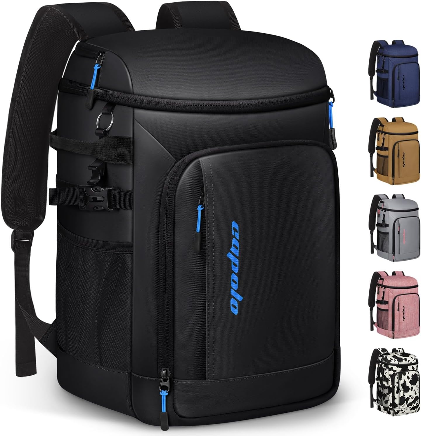 image:imageCapolo Cooler Backpack Insulated Waterproof for Women Men3645 Cans Lunch Backpack Coolers Leak Proof Soft Cooler Bag Ice Chest for Camping BeachDeep Black Leather