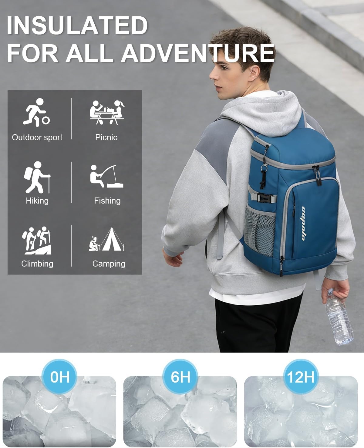 image:imageCapolo Cooler Backpack Insulated Waterproof for Women Men3645 Cans Lunch Backpack Coolers Leak Proof Soft Cooler Bag Ice Chest for Camping BeachLeather Blue