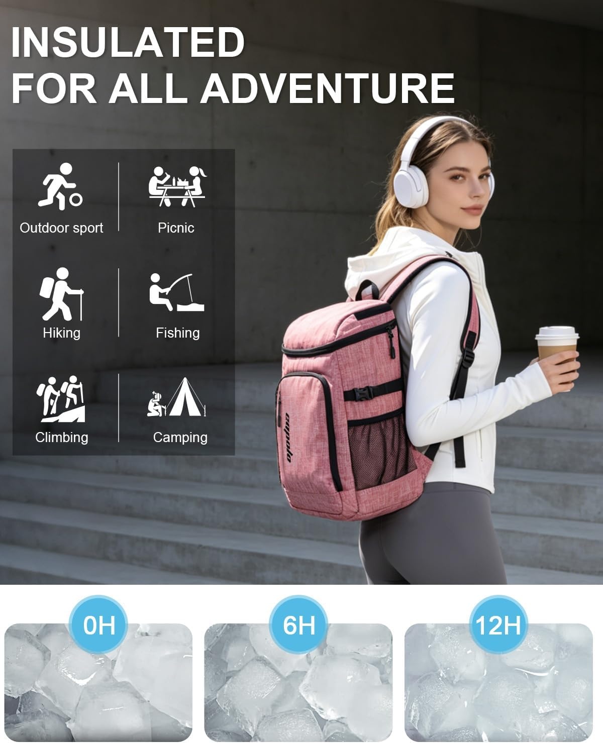 image:imageCapolo Cooler Backpack Insulated Waterproof for Women Men3645 Cans Lunch Backpack Coolers Leak Proof Soft Cooler Bag Ice Chest for Camping BeachRed