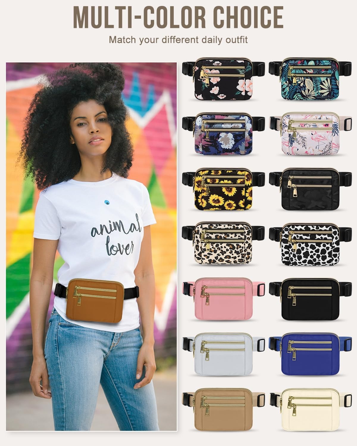 image:imageCapolo Fanny Packs for Women Fashion Waist Packs Bag with Adjustable Strap and 4 Zipper Pockets Waterproof Everywhere Crossbody Belt Bag for Workout Running TravellingBlackBrown