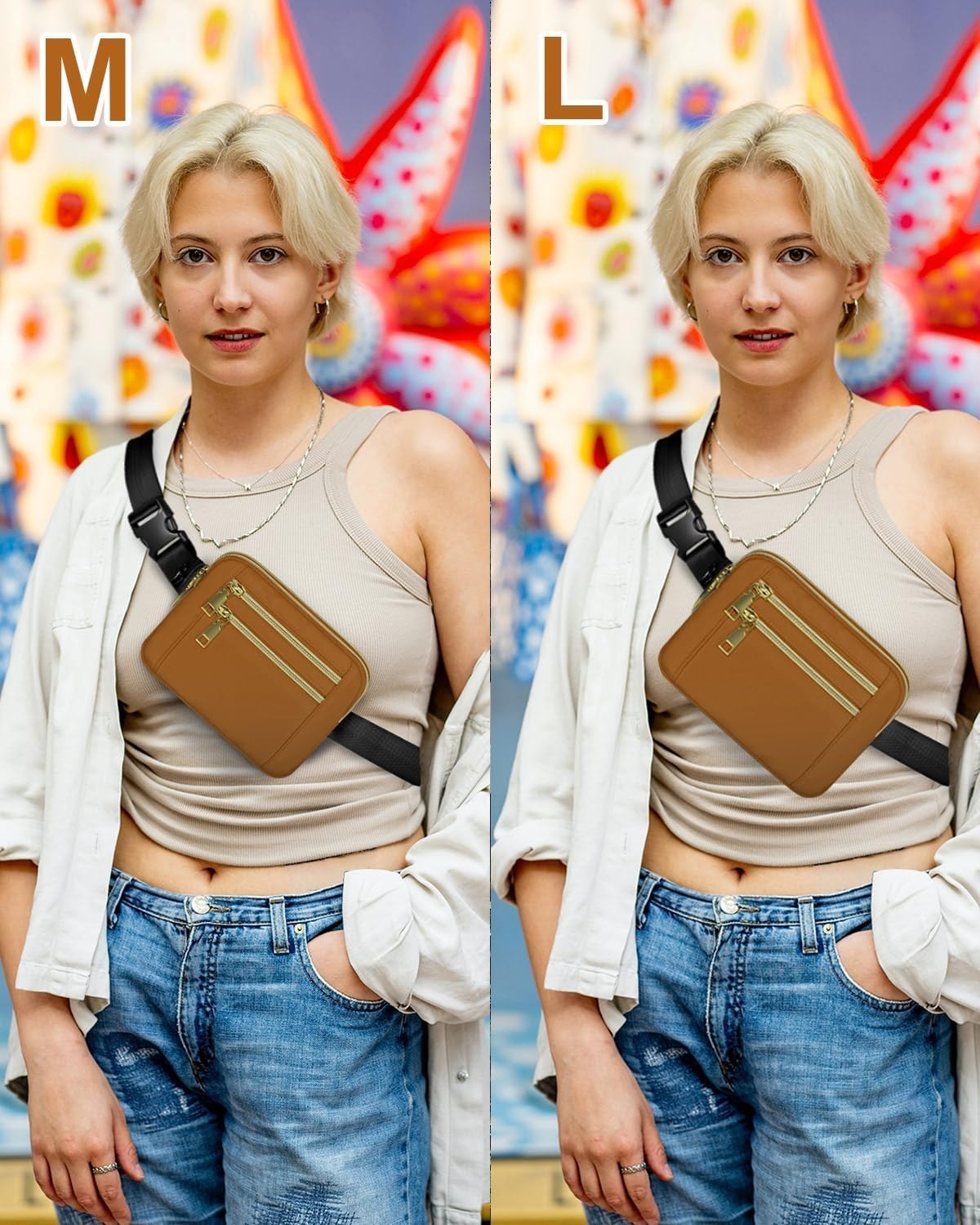 image:imageCapolo Fanny Packs for Women Fashion Waist Packs Bag with Adjustable Strap and 4 Zipper Pockets Waterproof Everywhere Crossbody Belt Bag for Workout Running TravellingBlackBrown