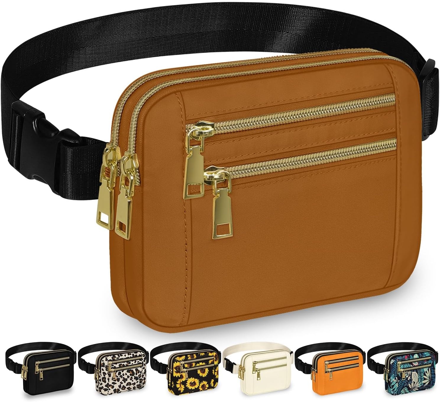 image:imageCapolo Fanny Packs for Women Fashion Waist Packs Bag with Adjustable Strap and 4 Zipper Pockets Waterproof Everywhere Crossbody Belt Bag for Workout Running TravellingBlackBrown