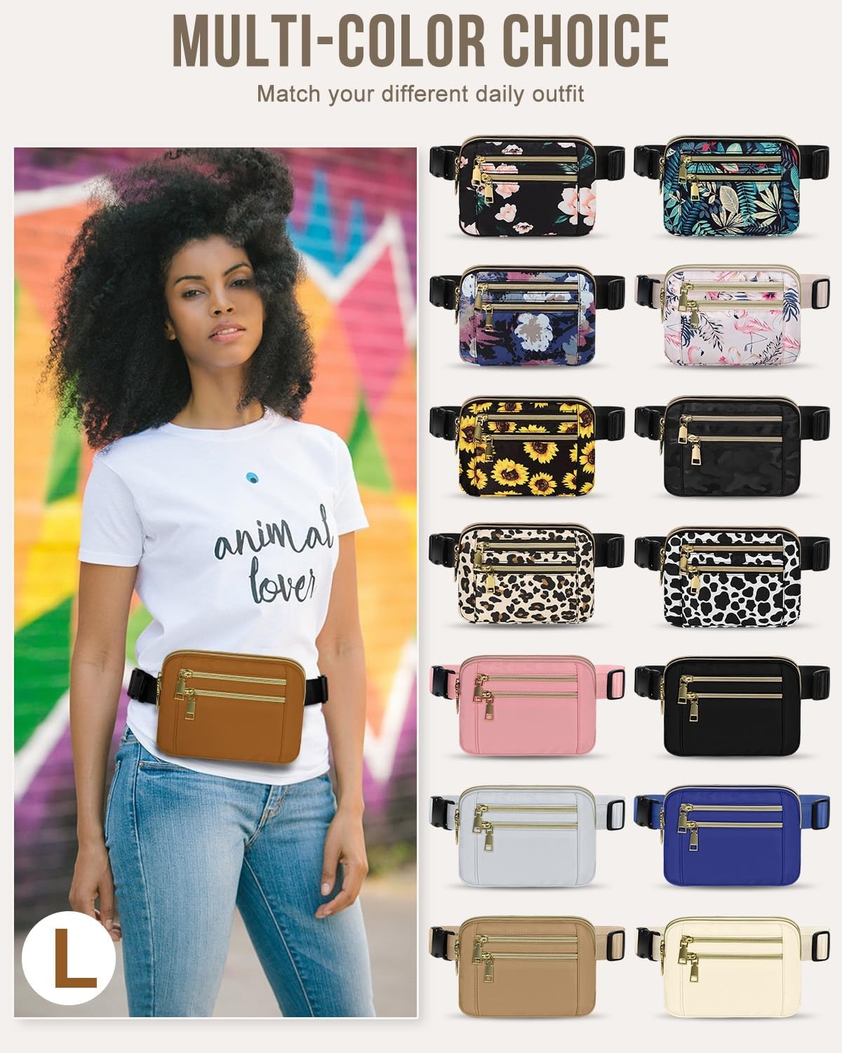 image:imageCapolo Fanny Packs for Women Fashion Waist Packs Bag with Adjustable Strap and 4 Zipper Pockets Waterproof Everywhere Crossbody Belt Bag for Workout Running TravellingBlackBrown