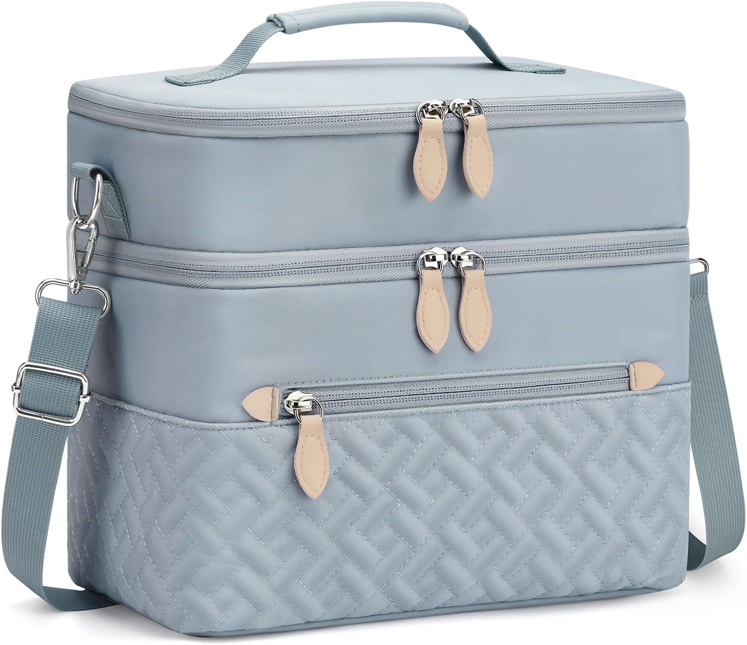 image:imageCapolo Lunch Box for Women Men AdultsInsulated Lunch Bag Leakproof Lunch Cooler Box with Removable Strap Cute Lunch Tote Bags Reusable Thermal Lunchbox for School Work PicnicSmallBeigeBlue