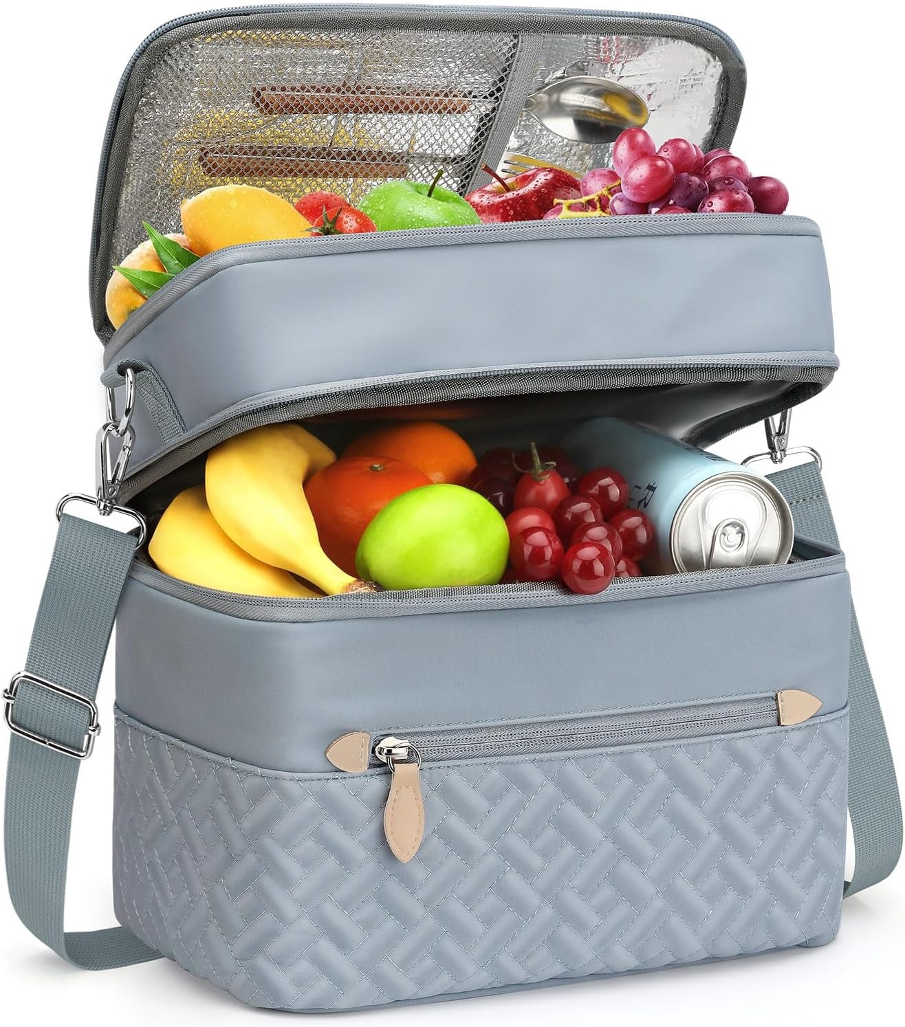 image:imageCapolo Lunch Box for Women Men AdultsInsulated Lunch Bag Leakproof Lunch Cooler Box with Removable Strap Cute Lunch Tote Bags Reusable Thermal Lunchbox for School Work PicnicSmallBeigeBlue