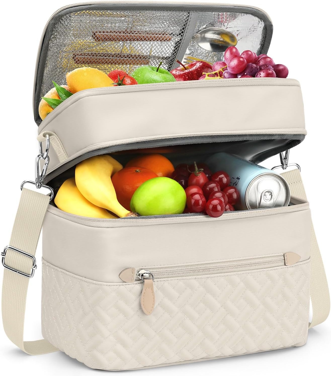 image:imageCapolo Lunch Box for Women Men AdultsInsulated Lunch Bag Leakproof Lunch Cooler Box with Removable Strap Cute Lunch Tote Bags Reusable Thermal Lunchbox for School Work PicnicSmallBeigeBeige