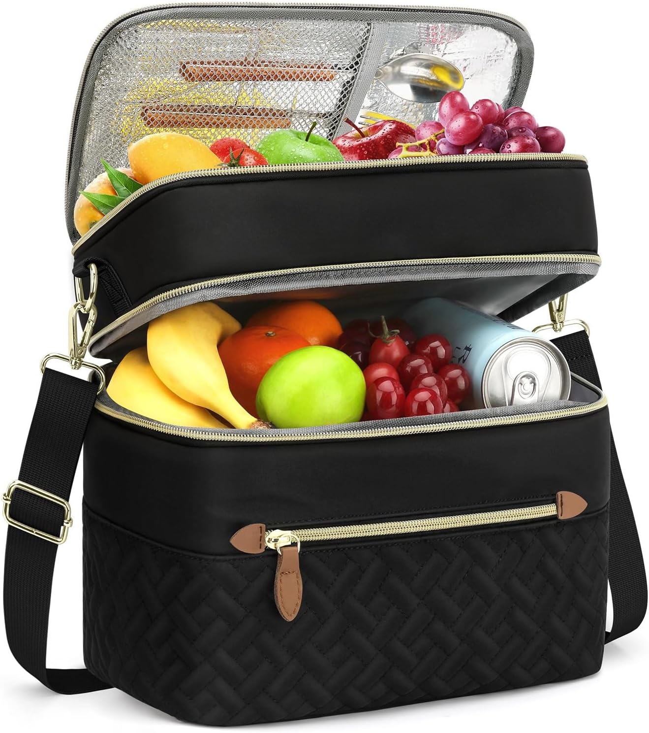 image:imageCapolo Lunch Box for Women Men AdultsInsulated Lunch Bag Leakproof Lunch Cooler Box with Removable Strap Cute Lunch Tote Bags Reusable Thermal Lunchbox for School Work PicnicSmallBeigeBlack