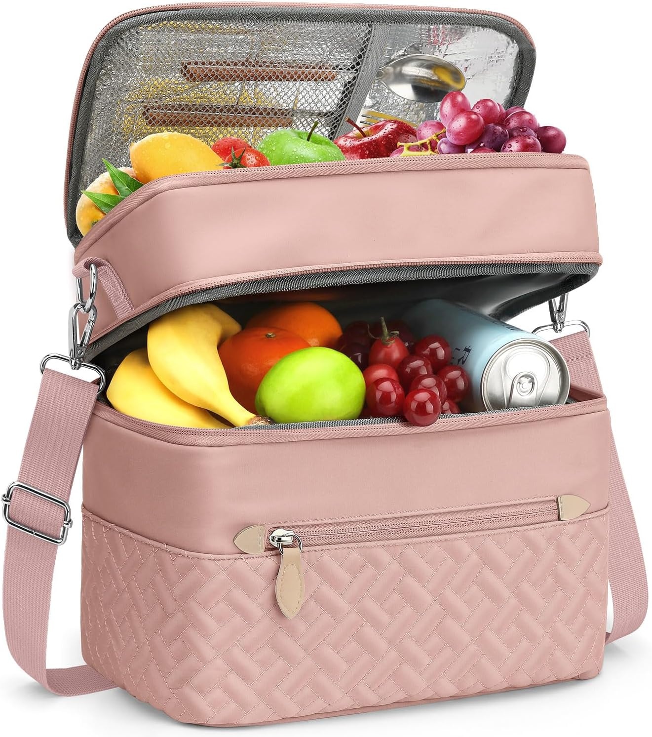 image:imageCapolo Lunch Box for Women Men AdultsInsulated Lunch Bag Leakproof Lunch Cooler Box with Removable Strap Cute Lunch Tote Bags Reusable Thermal Lunchbox for School Work PicnicSmallBeigePink