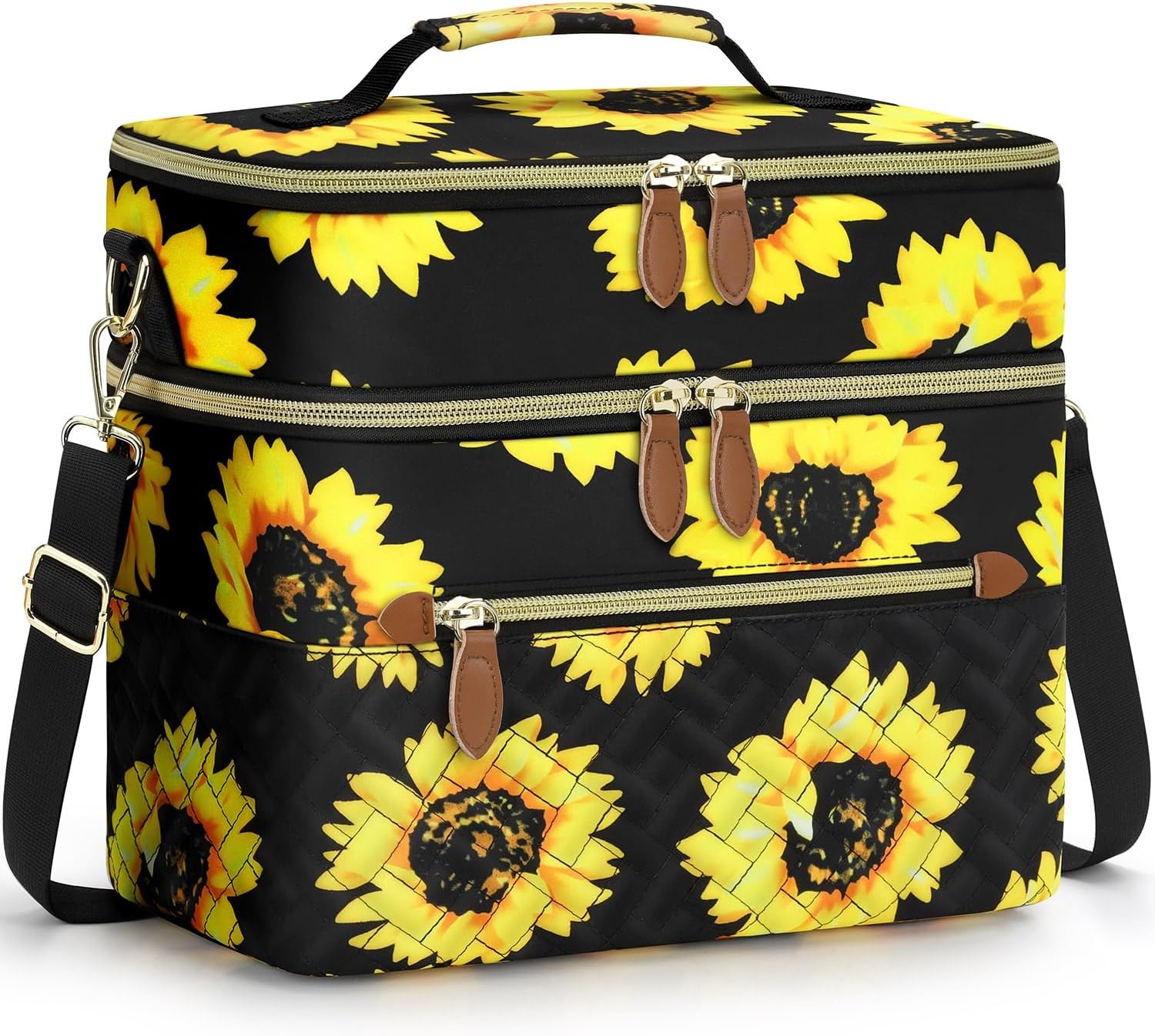 image:imageCapolo Lunch Box for Women Men AdultsInsulated Lunch Bag Leakproof Lunch Cooler Box with Removable Strap Cute Lunch Tote Bags Reusable Thermal Lunchbox for School Work PicnicSmallBeigeSunflower