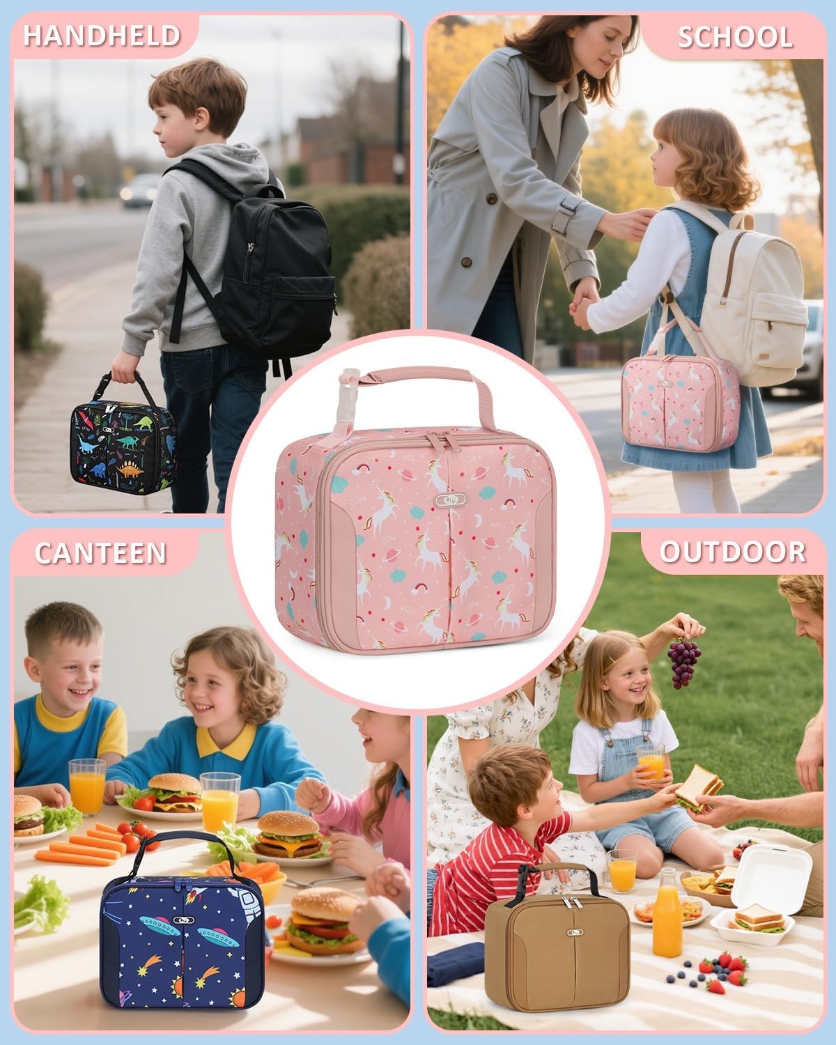 image:imageInsulated Lunch Box for Kids Cute Thermal Lunch Bag for School Reusable Lunch Tote for Boys and Girls Durable Cooler Bag with Easy Grab Handle Lightweight and Easy to Clean Meal Bag UnicornUnicorn