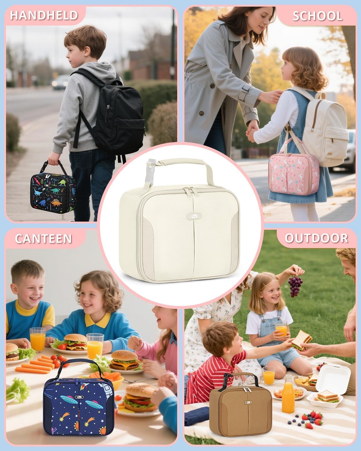 image:imageInsulated Lunch Box for Kids Cute Thermal Lunch Bag for School Reusable Lunch Tote for Boys and Girls Durable Cooler Bag with Easy Grab Handle Lightweight and Easy to Clean Meal Bag UnicornBeige