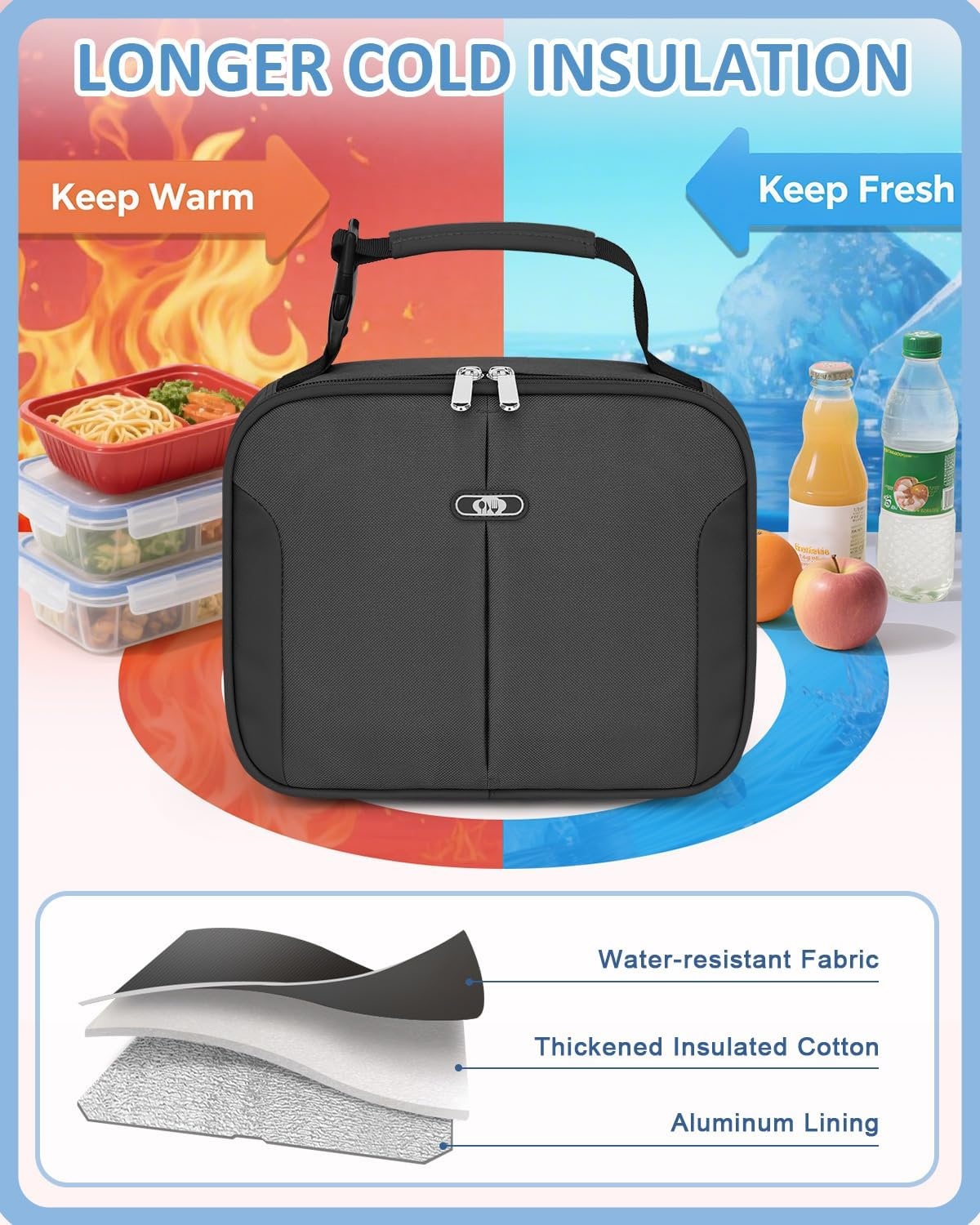 image:imageInsulated Lunch Box for Kids Cute Thermal Lunch Bag for School Reusable Lunch Tote for Boys and Girls Durable Cooler Bag with Easy Grab Handle Lightweight and Easy to Clean Meal Bag UnicornGray