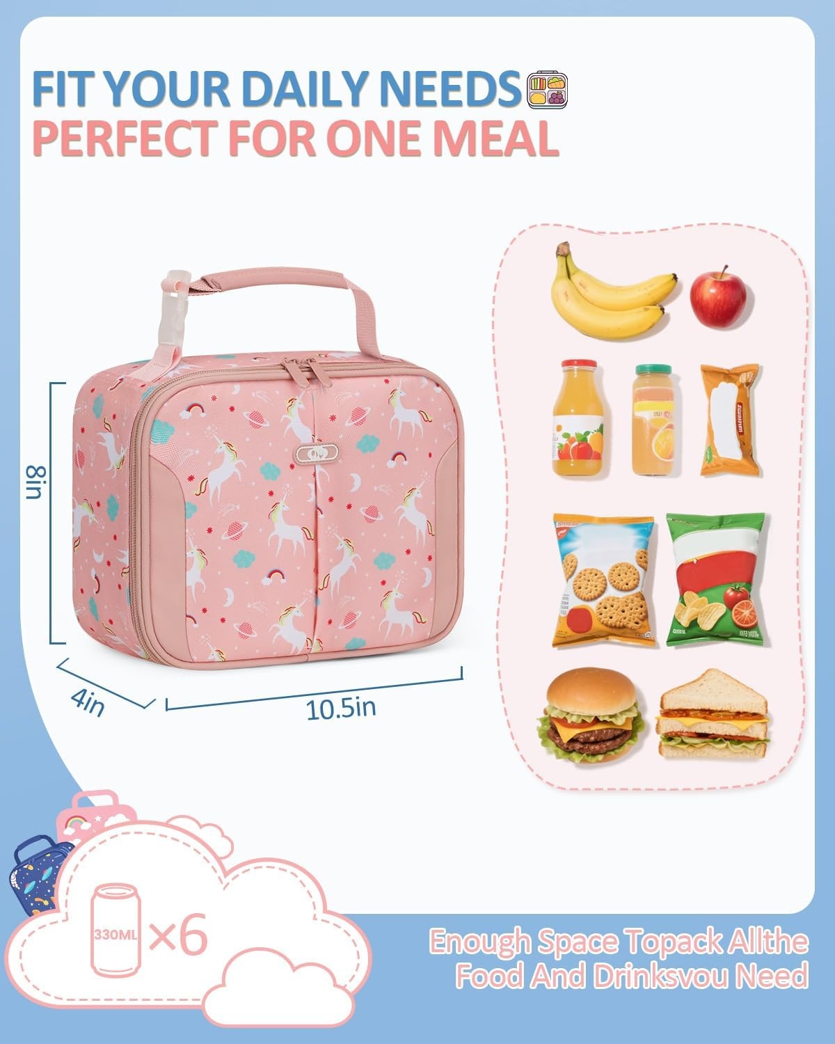 image:imageInsulated Lunch Box for Kids Cute Thermal Lunch Bag for School Reusable Lunch Tote for Boys and Girls Durable Cooler Bag with Easy Grab Handle Lightweight and Easy to Clean Meal Bag UnicornUnicorn