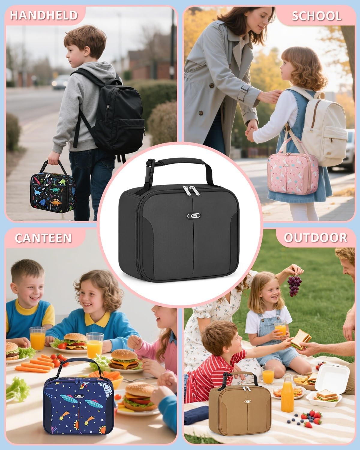 image:imageInsulated Lunch Box for Kids Cute Thermal Lunch Bag for School Reusable Lunch Tote for Boys and Girls Durable Cooler Bag with Easy Grab Handle Lightweight and Easy to Clean Meal Bag UnicornGray